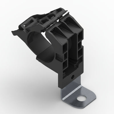 HellermannTyton 151-01492 Ratchet P-Clamp, .76"–1.42" Bundle Dia, 90° Short, .33" Hole Dia, PA66HIRHSUV/ST/ZN, Black, 160/ctn