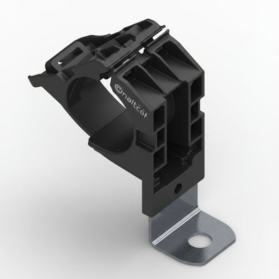HellermannTyton 151-01493 Ratchet P-Clamp, .76"–1.42" Bundle Dia, 90° Short, .41" Hole Dia, PA66HIRHSUV/ST/ZN, Black, 160/ctn