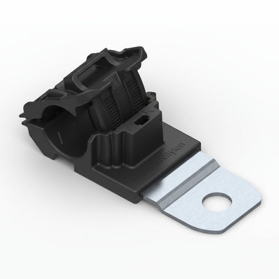 HellermannTyton 151-01645 Ratchet P-Clamp, .52"–.77" Bundle Dia, 180° Short, .26" Hole Dia, PA66HIRHSUV/ST/ZN, Black, 280/ctn