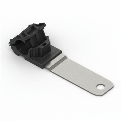 HellermannTyton 151-01647 Ratchet P-Clamp, .52"–.77" Bundle Dia, 180° Long, .26" Hole Dia, PA66HIRHSUV/ST/ZN, Black, 200/ctn