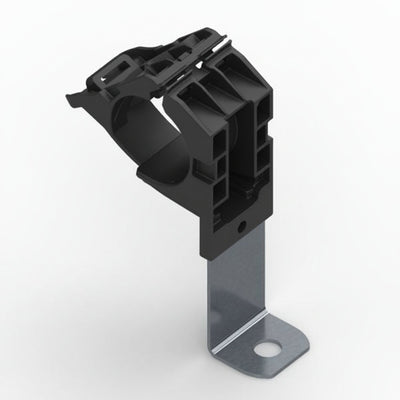 HellermannTyton 151-01660 Ratchet P-Clamp, .76"–1.42" Bundle Dia, 90° Long, .26" Hole Dia, PA66HIRHSUV/ST/ZN, Black, 140/ctn