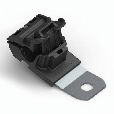 HellermannTyton 151-01924 Ratchet P-Clamp, .24"–.54" Bundle Dia, 15° Short, .33" Hole Dia, PA66HIRHSUV/SS304, Black, 300/ctn