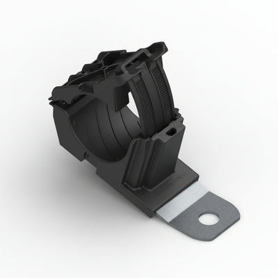 HellermannTyton 151-01988 Ratchet P-Clamp, .76"–1.42" Bundle Dia, 15° Short, .33" Hole Dia, PA66HIRHSUV/SS304, Black, 160/ctn