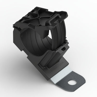 HellermannTyton 151-01994 Ratchet P-Clamp, .76"–1.42" Bundle Dia, 30° Short, .51" Hole Dia, PA66HIRHSUV/SS304, Black, 160/ctn