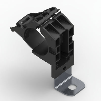 HellermannTyton 151-01999 Ratchet P-Clamp, .76"–1.42" Bundle Dia, 90° Short, .26" Hole Dia, PA66HIRHSUV/SS304, Black, 160/ctn