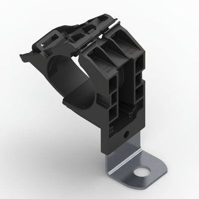 HellermannTyton 151-02003 Ratchet P-Clamp, .76"–1.42" Bundle Dia, 90° Short, .51" Hole Dia, PA66HIRHSUV/SS304, Black, 160/ctn