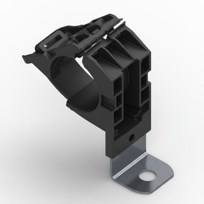 HellermannTyton 151-02005 Ratchet P-Clamp, .76"–1.42" Bundle Dia, 90° Long, .33" Hole Dia, PA66HIRHSUV/SS304, Black, 140/ctn