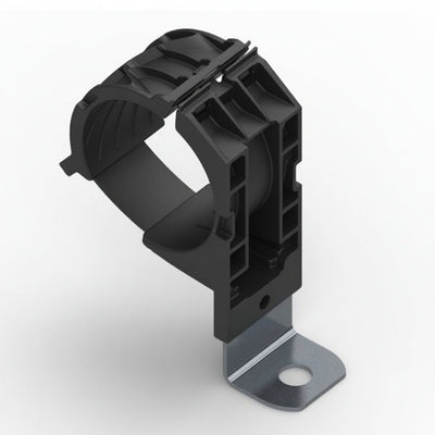 HellermannTyton 151-02037 Ratchet P-Clamp, 1.38"–2.01" Bundle Dia, 90° Long, .33" Hole Dia, PA66HIRHSUV/SS304, Black, 140/ctn