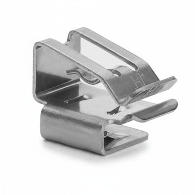 HellermannTyton 151-02189 Low Profile 90° Metal Edge Clip, 1.5–2.0mm Panel Thickness, 6–6.2mm Cable Range, SS304, 100/bag