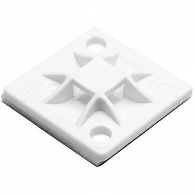 HellermannTyton 151-10904 Q Tie Mount, Adhesive, 0.79" x 0.79" x 0.17", 4-Way, Q18-Q30 Ties, PA66, White, 100/bag