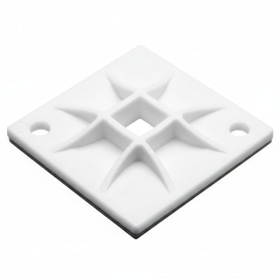 HellermannTyton 151-10906 Q Tie Mount with Adhesive, 1.6"x1.6"x0.26", 4-Way Entry, Q18 - Q120, White, 50/pkg