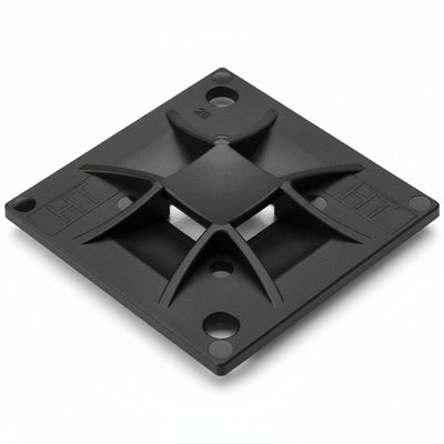 HellermannTyton 151-10916 Q Tie Mount, Adhesive, 1.6" x 1.6" x 0.26", 4-Way Entry, Black, 50/pkg