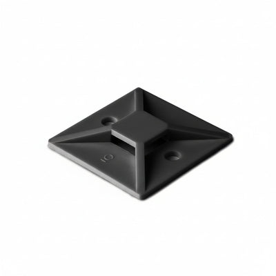 HellermannTyton MB4A0C2 Adhesive Cable Tie Mount, 1.12" x 1.12", .18" Max Tie Width, .18" Hole Dia, PA66/SR, Black, 100/pkg
