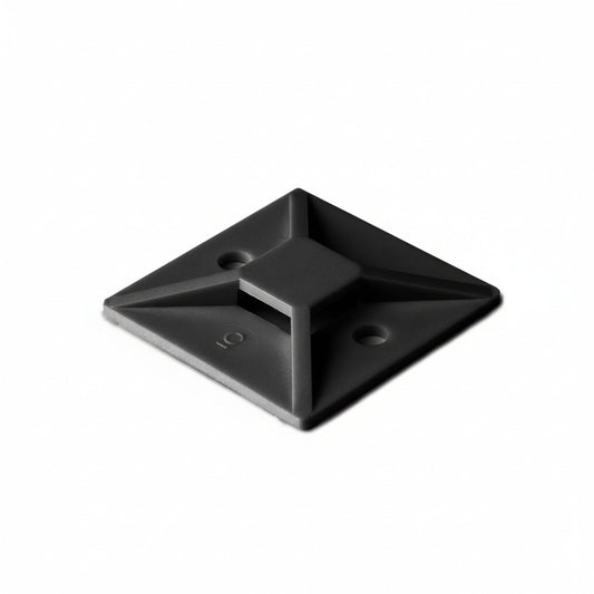 HellermannTyton MB4A0A2H4 Adhesive Cable Tie Mount, 1.12" x 1.12", .18" Max Tie Width, .18" Hole Dia, PA66, Black, 500/pkg