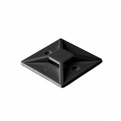 HellermannTyton MB4A0A2H4 Adhesive Cable Tie Mount, 1.12" x 1.12", .18" Max Tie Width, .18" Hole Dia, PA66, Black, 500/pkg