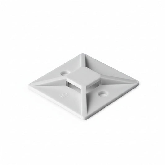 HellermannTyton MB5A10C2 Adhesive Cable Tie Mount, 1.49"x1.49", .35" Max Tie, White, 100/pkg