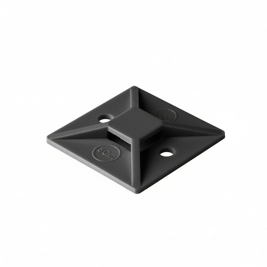 HellermannTyton MB5A0C2 Adhesive Cable Tie Mount, 1.49" x 1.49", .35" Max Tie Width, PA66/SR T50, Black, 100/pkg