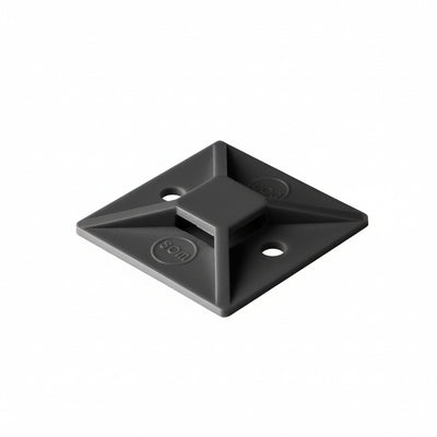 HellermannTyton MB5A0C2 Adhesive Cable Tie Mount, 1.49" x 1.49", .35" Max Tie Width, PA66/SR T50, Black, 100/pkg
