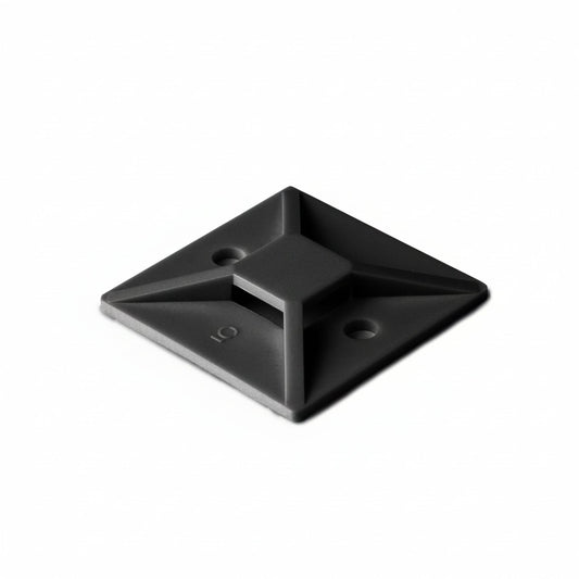 HellermannTyton MB5A0A2F4 Adhesive Cable Tie Mount, 1.49"x1.49", .35" Max Tie, Black, 250/pkg