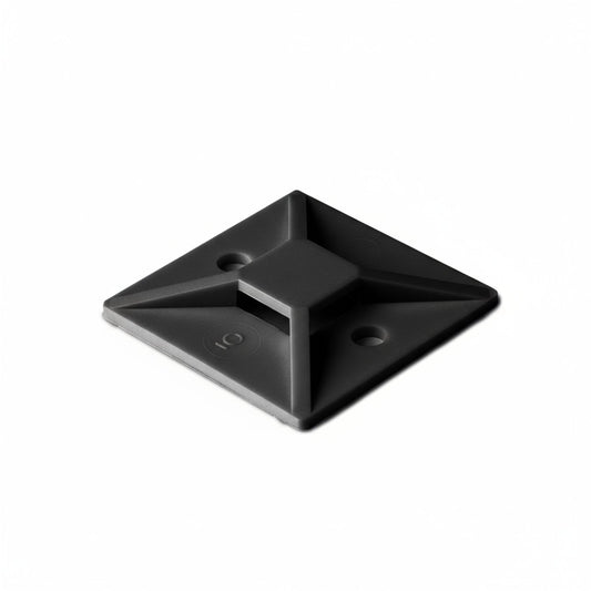 HellermannTyton MB5A0F4 Adhesive Cable Tie Mount, 1.49" x 1.49", .35" Max Tie Width, Black, 250/pkg