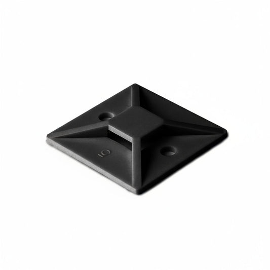 HellermannTyton MB3A0C2 Adhesive Cable Tie Mount, .75" x .75", .14" Max Tie Width, .12" Hole Dia, PA66/SR T50, Black, 100/pkg