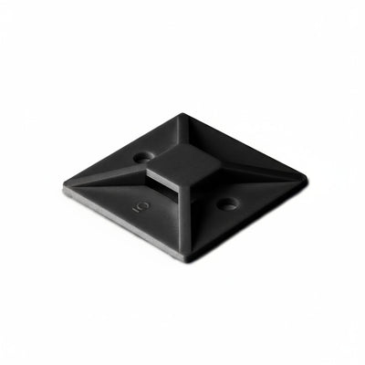 HellermannTyton MB3A0C2 Adhesive Cable Tie Mount, .75" x .75", .14" Max Tie Width, .12" Hole Dia, PA66/SR T50, Black, 100/pkg