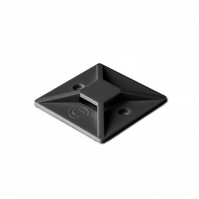 HellermannTyton MB3A0M4 Adhesive Cable Tie Mount, .75" x .75", .14" Max Tie Width, .12" Hole Dia, PA66/SR T50, Black, 1000/pkg