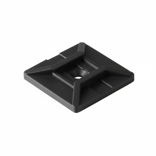 HellermannTyton MB4SHA0H4 Adhesive Cable Tie Mount, 1.12"x1.12", .18" Max Tie Width, .15" Hole, Black, 500/pkg