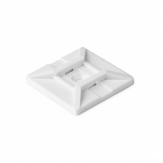 HellermannTyton MB4SHA10C2 Adhesive Cable Tie Mount, 1.12" x 1.12", .18" Max Tie Width, .15" Hole Dia, PA66, White, 100/pkg