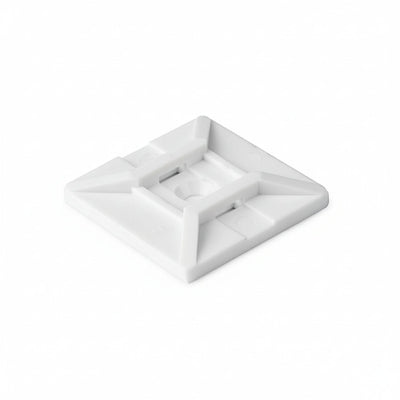HellermannTyton MB4SHA10C2 Adhesive Cable Tie Mount, 1.12" x 1.12", .18" Max Tie Width, .15" Hole Dia, PA66, White, 100/pkg