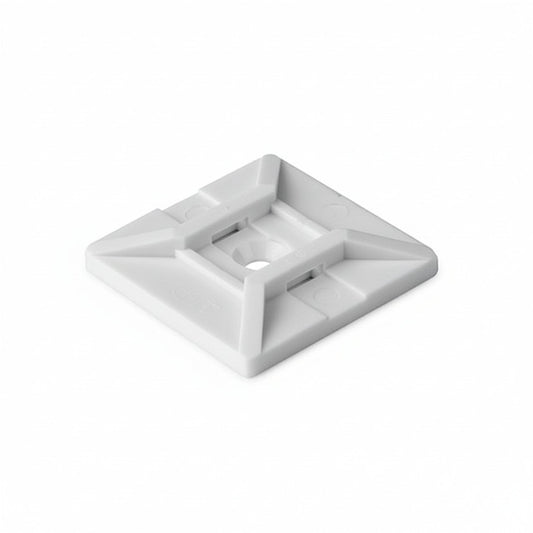 HellermannTyton MB4SHA10H4 Adhesive Cable Tie Mount, 1.12"x1.12", .18" Max Tie Width, .15" Hole, White, 500/pkg