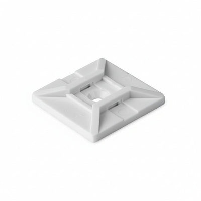 HellermannTyton MB4SHA10H4 Adhesive Cable Tie Mount, 1.12"x1.12", .18" Max Tie Width, .15" Hole, White, 500/pkg