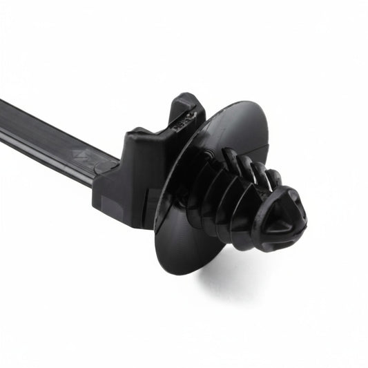 HellermannTyton 155-05800 1-Piece Cable Tie/Fir Tree Mount With Disc, 6.0"L, .26"–.28" Mounting Hole, PA66HIRHS, Black, 1,500/pkg