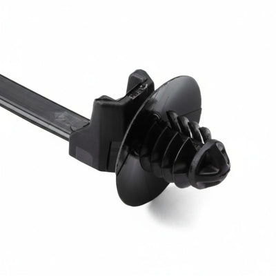 HellermannTyton 155-05800 1-Piece Cable Tie/Fir Tree Mount With Disc, 6.0"L, .26"–.28" Mounting Hole, PA66HIRHS, Black, 1,500/pkg