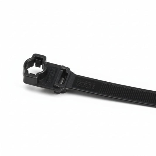 HellermannTyton 157-00286 Wide Strap Cable Tie with 10mm Stud Mount, 15.7" Long, .5" Wide, PA66HIRHSUV, Black, 300/Bag