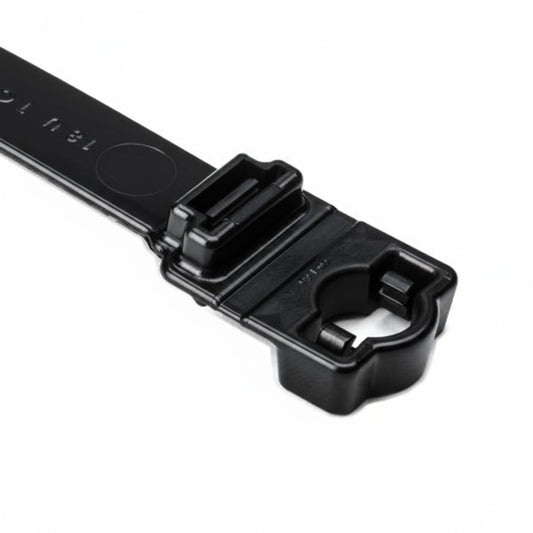 HellermannTyton 157-00405 Wide Strap Cable Tie with .38" Stud Mount, 15.7" Long, .5" Wide, PA66HIRHSUV, Black, 300/Bag