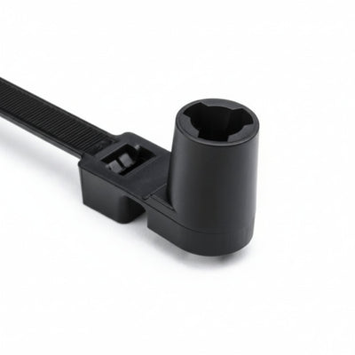 HellermannTyton T120RSM0HIRK2 Stud Mount Tie for .25", 120lb Tensile, 16.0" Long, PA66HIRHSUV, Black, 50/pkg