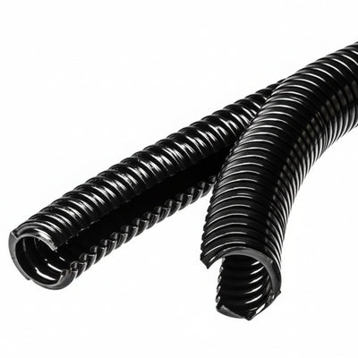 HellermannTyton 166-11808 HelaGuard Non-Metallic Conduit, Double Slit, Std Wt, 0.38" Dia, Nylon PA6, Black, 164 ft/Std. Reel