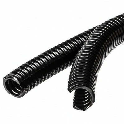 HellermannTyton 166-11809 HelaGuard Non-Metallic Conduit, Double Slit, Std Wt, 0.50" Dia, Nylon PA6, Black, 164 ft/Std. Reel