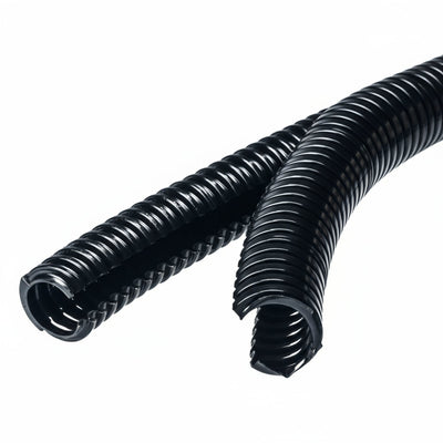 HellermannTyton 166-11810 HelaGuard Non-Metallic Conduit, Double Slit, Std Wt, 0.75" Dia, Nylon PA6, Black, 164 ft/Std. Reel