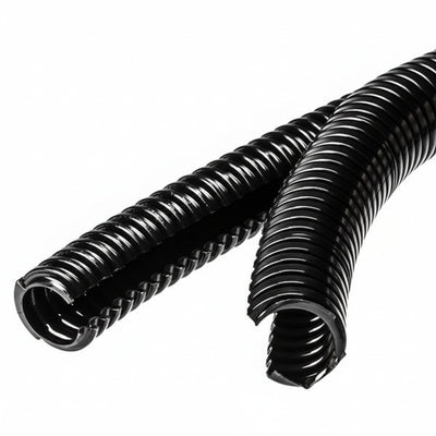 HellermannTyton 166-11811 HelaGuard Non-Metallic Conduit, Double Slit, Std Wt, 1.00" Dia, Nylon PA6, Black, 82 ft/Std. Reel