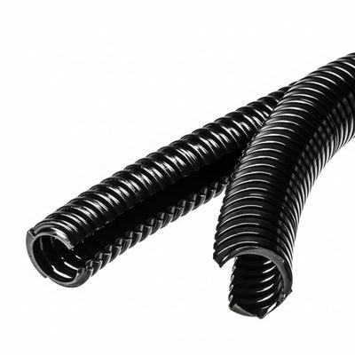 HellermannTyton 166-11812 HelaGuard Non-Metallic Conduit, Double Slit, Std Wt, 1.25" Dia, Nylon PA6, Black, 82 ft/Std. Reel