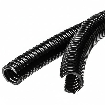 HellermannTyton 166-11813 HelaGuard Non-Metallic Conduit, Double Slit, Std Wt, 1.50" Dia, Nylon PA6, Black, 82 ft/Std. Reel