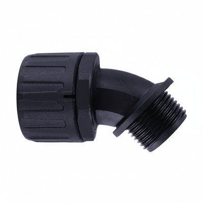 HellermannTyton 166-90096 HelaGuard Non-Metallic Fitting, IP66, 45-Elbow, 1.0" NPT Thread, 1.00" Dia, PA66, Black, 10/pkg