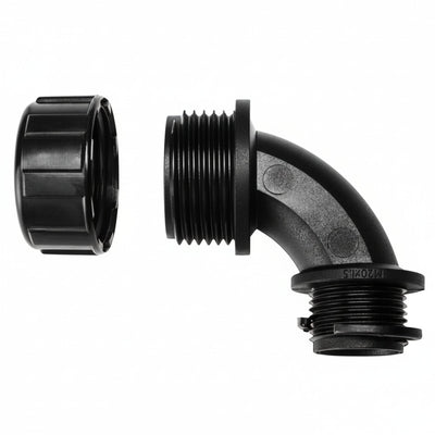 HellermannTyton 166-90124 HelaGuard Non-Metallic IP65 Fitting, 45-Elbow, NPT Thread, 0.38" Dia, PA66, Black, 10/pkg