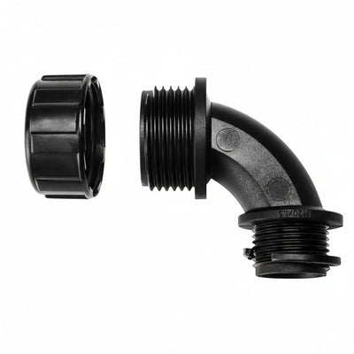 HellermannTyton 166-90125 HelaGuard Non-Metallic IP65 Fitting, 45-Elbow, NPT Thread, 0.50" Dia, PA66, Black, 10/pkg