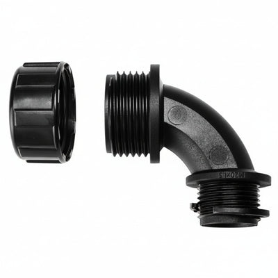 HellermannTyton 166-90126 HelaGuard Non-Metallic IP65 Fitting, 45-Elbow, NPT Thread, 0.75" Dia, PA66, Black, 10/pkg