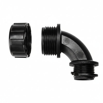 HellermannTyton 166-90127 HelaGuard Non-Metallic IP65 Fitting, 45-Elbow, NPT Thread, 1.00" Dia, PA66, Black, 10/pkg