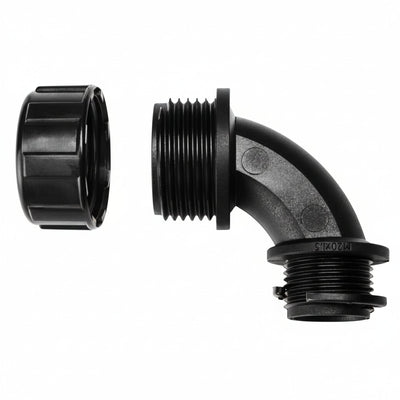 HellermannTyton 166-90129 HelaGuard Non-Metallic IP65 Fitting, 90-Elbow, NPT Thread, 0.50" Dia, PA66, Black, 10/pkg