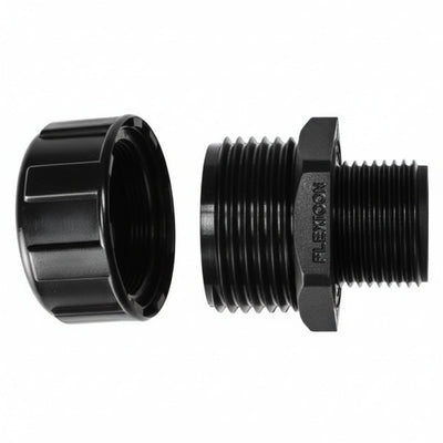 HellermannTyton 166-90136 HelaGuard Non-Metallic IP65 Fitting, Straight, NPT Thread, 1.00" Dia, PA66, Black, 10/pkg